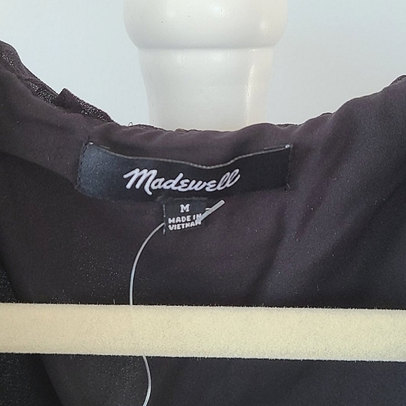 MADEWELL Black & Pink Floral Georgette Sheer Wrap Midi Dress - Picture 5 of 14